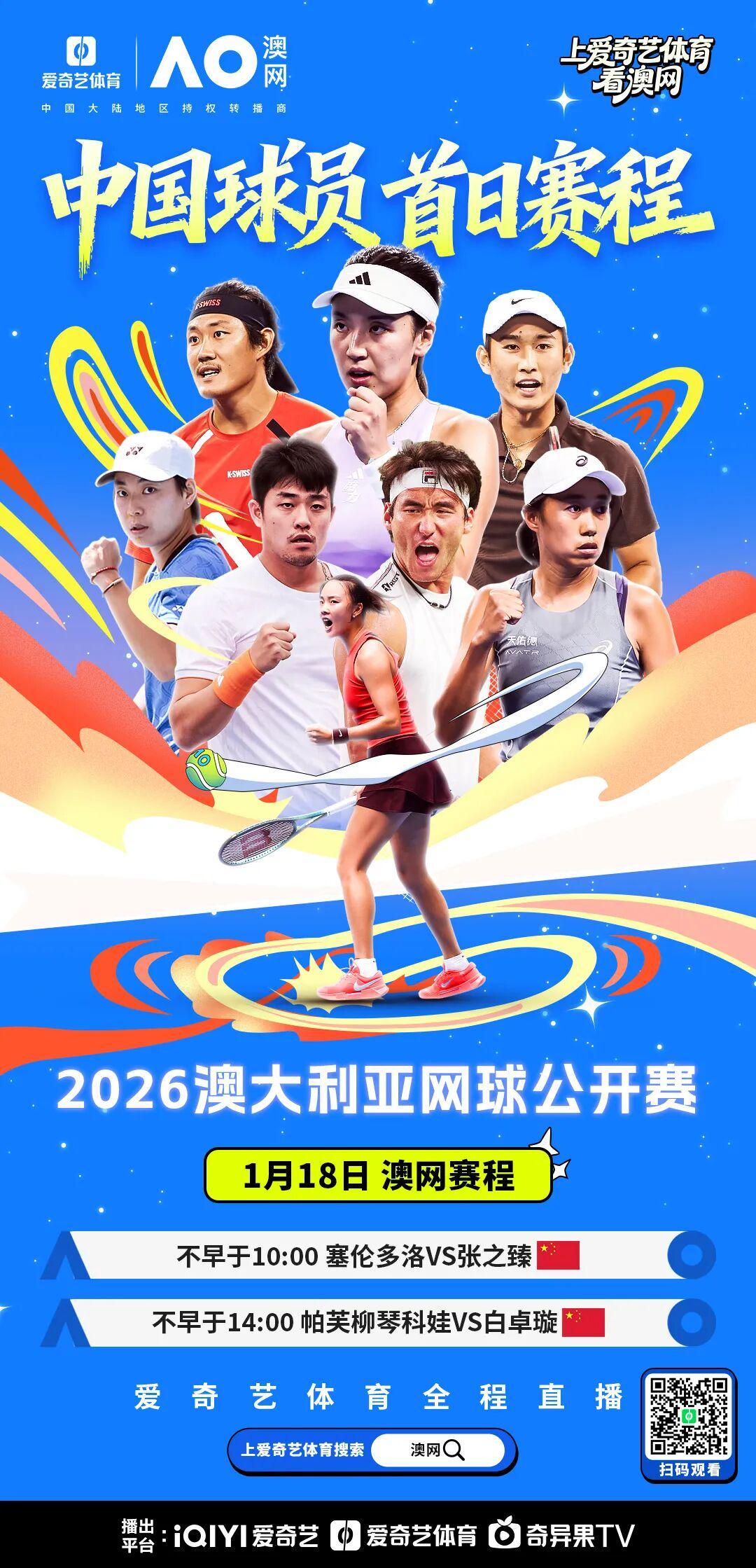 规则官方-今日开打！2026澳网首日预告：张之臻白卓璇出战 45岁大威重返墨尔本